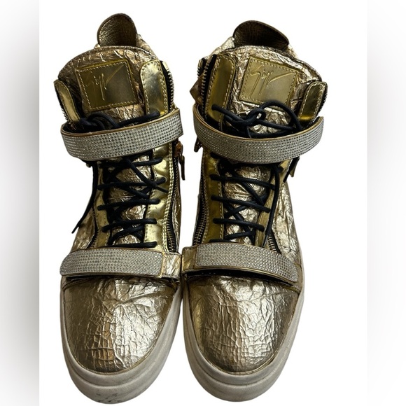 Giuseppe Zanotti gold Metallic Leather High-Top Sneakers ($1,090) main image 9
